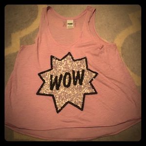 Victoria Secrets Pink sequin embellished WOW Tank
